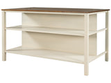 Solid Wood Rustic 45" Stationary Kitchen Island, Rubber Wood Butcher Block Dining Prep WF285472AAD