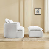 Convertible Compressed Sofa Chair with Ottoman, Modern Corduroy Fabric Armchair for Small Spaces, W1036P251805
