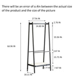 (Black) Solid Oak Wood Clothes Rack, Black Rattan Rack-clothes Rack with Shelves, Cloth W1283P298205