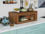 Countertop Storage Cabinet with Glass Flip-up Door, Small Pantry Spice Rack Organizer for Coffee Bar W331P533385
