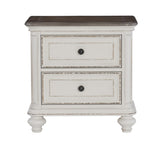 Antique White and Brown-Gray Finish1pc Nightstand of Drawers Black Knobs Traditional Design Bedroom B01160812