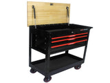 3 DRAWERS MULTIFUNCTIONAL TOOL CART WITH WHEELS AND WOODEN TOP 45204202