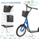Youth Scooter with Adjustable Handlebars and plastic basket 16" Inflatable Rubber Tires -Blue 70179671