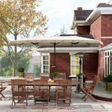 15ft Cream White Patio Umbrella UPF30 Outdoor Umbrella with Fringe and Crank Handle 86970460