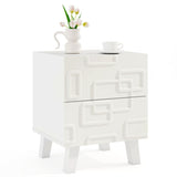 White Modern Nightstand Side Table with Drawers 17641340