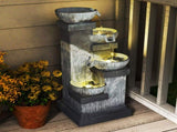 Outsunny 33.5" Outdoor Water, 4-Tier Floor Standing Resin Cascading Bowls Waterfall W2225P485602