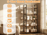 5-Tier 62 Inch Tall Vintage Industrial Bookcase with Open Storage Shelves Rustic Brown, 31.5" 11" 72744657