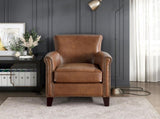 Traditional Brown Leather Accent Chair 1pc Solid Wood Frame Top-Grain Leather Nailhead Trim Classic B011P178524