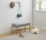 ZUN End of Bed Bench with Shelf, Linen Upholstered Storage Shoe Bench, Modern Bedroom Bench with Metal W2725P207314