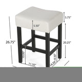 Set of 2, 26.75" Backless Leather Counter Height Barstool, Beige 74492.00FBGE