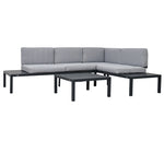 ZUN TOPMAX Outdoor 3-piece Aluminum Alloy Sectional Sofa Set with End Table and Coffee Table,Black WF285249AAE