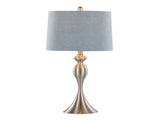 27" Contemporary Metal Table Lamp in Brushed Nickel with Light Blue Linen Shade from Grandview B202P224086