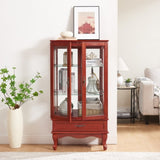 Lighted Glass Cabinet Glass Wine Cabinet Curio Display Cabinet with Adjustable Glass Shelves 2 Doors W2275P178823