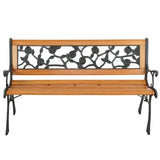 49" Garden Bench Patio Porch Chair Deck Hardwood Cast Iron Love Seat Rose Style Back 80193366