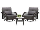 3-Piece Patio Furniture Set, Wicker Outdoor Bistro Set Swivel Glider Patio Chairs x 2 with Cushions, T3623P505190