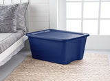 Plastic 18 Gallon Tote Box Blue Set of 8 12101977