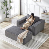 75-Inch Corduroy Sponge Sofa Lounge Chair with Removable footrest,No Assembly Required,Fluffy Modern W834P206097