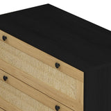 30.31"3-Drawers Storage Cabinet Rope Woven Drawer,for Bedroom,Living Room,Dining Room,Hallways,Black W757P151925