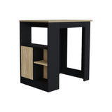 ZUN Stirling Kitchen Island with 1-Door Cabinet Push to open System and Side Shelves Black - Natural Oak B070P242483