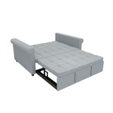 2-SEATER CONVERTIBLE VELVET LOVESEAT SOFA BED GRAY PULL-OUT SLEEPER COUCH WITH SIDE POCKET, W1867P315755