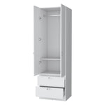 ZUN Tall Mayer Wardrobe in Melamine with Two Doors and Two Drawers B128P203060