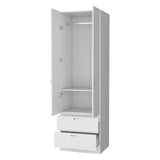 ZUN Tall Mayer Wardrobe in Melamine with Two Doors and Two Drawers B128P203060