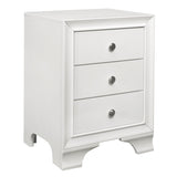 White Finish 3-Drawers Nightstand with 2 USB Ports Transitional Bedroom Furniture 1pc Bedside Table B011P172008