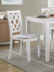 ZUN Classic Transitional 5pc Dining Set White Finish Dining Table and Four Side Chairs Set Lattice-Back B011P144224