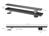 24 Inch Offset Linear Drain with Reversible Flat & Tile Insert Cover, 304 Stainless Steel W2287P480790