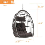 ZUN Outdoor Garden Rattan Egg Swing Chair Hanging Chair W874127488