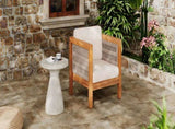 Acacia Wood Outdoor Club Chair with Beige Rope Arm and Beige Cushions,400 lbs Capacity N779P359687B