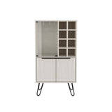 Aster 23" Wide Double Door Bar Cabinet and Glass door comparment, Eight bottle cubbies and stemware B200P235829