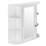 3-tier Single Door Mirror Indoor Bathroom Wall Mounted Cabinet Shelf White 48311781