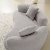 66.93 Inch Curved Loveseat Grey Full Compression Sponge Sofa, Teddy Velvet Fabric, No-Assembly W3612P332116