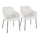 Daniella Contemporary Dining Chair in Black Metal and Cream Fabric by LumiSource - Set of 2 B202P223489