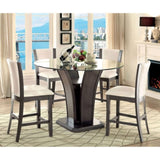 Style Comfort Contemporary 2pcs Counter Height Chairs Gray And White Leatherette Cushion Seat B011115668