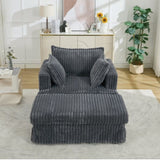 47.7'' Oversized Corduroy Chaise Longue with Ottoman, Deep Seat Reclining Chair Sofa, W1628P206064