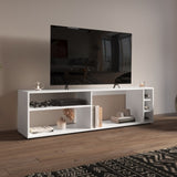 Suxta 63" Wide Tv Stand with Three Open Shelves and Three Bottle Cubbies, Cable Management, Bar Tv B200P286982