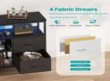 TV Stand with Power Outlets and LED Light for 43-inch TV, Double-layer 4 Fabric Drawers for Living 82785696