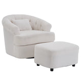 Swivel Chair with Ottoman, Modern Luxury Velvet Swivel Accent Chair, Comfy Round Armchair, Single W2012P272071