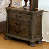 Traditional Rustic Natural Finish Solid wood 1pc Nightstand Bronze Hanging Pull Bedroom Bedside B011P233657
