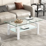 ZUN Tempered Clear Glass Coffee Table, 2-Layers Coffee Table Living Room Center Table W1718120236