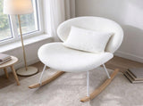 25.59"W x 33.66"D x 29.53"H Indoor Teddy Fabric Rocking Chair, Soft Fluffy Lounge Rocker with White 73370403