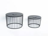 2-Pack Solar Powered Nesting Side Table Set, Modern Round End Tables with Solar LED Lights, Metal 52310929