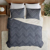 3 Piece Embroidered Cotton Quilt Set Navy King/Cal King B03596540