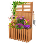 ZUN Wooden garden bed with metal hooks 44841597