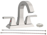 Bathroom Sink Faucet Brushed Nickel 2-Handle 4 Inch Center-Set Bathroom Sink Faucet, Sink Drain with 33331057