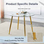 ZUN Round dining table with glass top, gilded metal legs, exquisite living, starting from details, W1151P205872