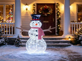 Pre-Lit Christmas Snowman Decoration with 80 Cold White LED Lights, IP44 Waterproof Metal Tinsel 38354668