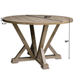 ZUN Modern Farmhouse Round Dining Table 45.7inch Solid Wood Rubberwood Antique Finishing Rustic Look W2537P168454